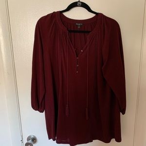 Sami & Jo Plus Solid Wine V-Neck Tunic